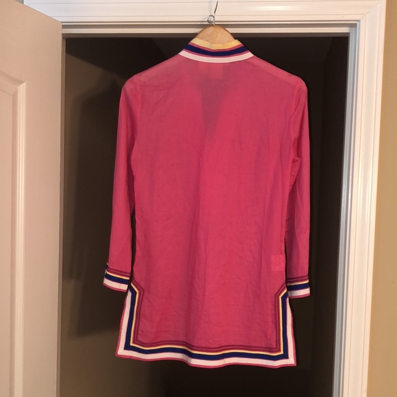 Tory Burch Pink Linen Cotton Tunic Top, Size 6 - Picture 10 of 13